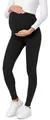 Be Mammy Lange Umstandsleggings aus Baumwolle Leggings für Schwangere Umstands Leggings Schwangerschafts Unterhosen mit Hoher Bund Weich und Elastisch BE20-230 (Schwarz, S)