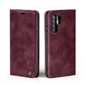LBH Handyhülle für Huawei P30 Pro in Weinrot mit Karten- und Geldfach Smartphone Hülle mit Standfunktion Flip Case Schutzhülle Magnetverschluss Vintage