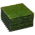 Kunstrasen 10 Stücke Grasmatte Rasenteppich 25 mm Rollrasen für Balkon Grün