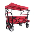 FUXTEC Bollerwagen faltbar FX-CT800 Rot mit Dach | Transportwagen klappbar | Schiebegriff & Innenraumverlängerung | Feststellbremse | Vollprofilreifen | Handwagen/Leiterwagen – Das Original