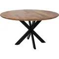 Esstisch Avola Mango Holz rund 110 cm Massivholz mit Metallgestell - Schwarz