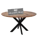 MR. DEKO Esstisch Avola | Holztisch Rund | Runde Tischplatte Mangoholz 110 cm | Cross-Form Metallgestell Schwarz | Tisch für 4 Personen | Esszimmertisch rund Modern | Round Dining Table