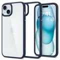 Spigen für iPhone 15 Ultra Hybrid Hülle [Anti-Yellowing] Case Handyhülle Schutzhülle Cover Transparent Durchsichtig Dünn Slim -Navy Blue