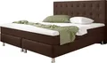Boxspringbett Köln Plus mit integriertem Topper 180x200 Webstoff Braun