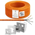 ARLI 100 m Cat7 Verlegekabel S/FTP LSZH PIMF + Cat6a Netzwerkdose – Netzwerkkabel halogenfrei für Unterputz & Aufputz
