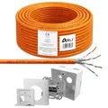 ARLI CAT 7 100m Verlegekabel Netzwerkkabel CAT.7 + 1x Cat6a Netzwerkdose Halogenfrei SFTP S/FTP CAT7 PIMF Kabel Netzwerk 100 m Netzwerk Cat 6a Dose