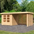 Gartenhaus KARIBU "Arnis 2", beige (naturbelassen), ohne Fußboden, Rückwand-Seitenwand, ohne Dacheindeckung, Holzwerkstoff, Gartenhäuser