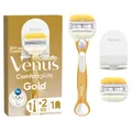 Gillette Venus Comfortglide Gold Olympic Rasierapparat mit 2 Klingen + Rasiererhalter Rasierer