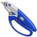 S&R Automatisches Profi Teppichmesser 175mm, praktische Mechanik zum Ein- und Ausfahren der Klinge, Handschutz, Cuttermesser Klinge aus SK5 Stahl, Klingenwechsel per Knopfdruck, 5 Klingen