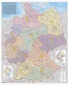 Deutschland Postleitzahlenkarte, Stiefel Wandkarte Kleinformat 67 x 87 cm, Poster, laminiert: Wandkarte / Poster