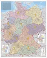Deutschland Postleitzahlenkarte Kleinformat. Wandkarte ohne Metallstäbe Plano...