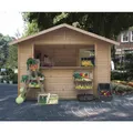 KARIBU Gartenhaus "Marktstand 2", Holz, BxHxT: 329 x 248 x 202 cm (Außenmaße inkl. Dachüberstand) - beige