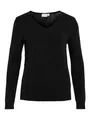 Vila Clothes Damen Pullover VIRIL L/S V - Neck Knit TOP - NOOS 14042769, Einfarbig, Gr. 36 (Herstellergröße: S), Schwarz (Black)