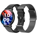 SPC Smartee Duo Classic – Smartwatch intelligente Uhr schwarz mit austauschbarem Metallarmband, 1,43" AMOLED-Display, Bluetooth-Anrufe, 8 Tage Akkulaufzeit, 100 Sportarten, IP68