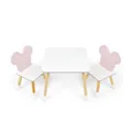ARDITEX – Tisch- und 2 Stuhl-Set aus Holz für Kinder Offizielle Lizenz Minnie Mouse – Tisch 50x50x44 cm/Stuhl 26,5x26,5x50 cm – Rosa & Weiß – Ideal zum Spielen, Malen und Basteln