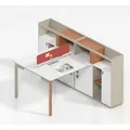 Bürotisch für 2 Personen Arbeitsplatz Schreibtisch Moderne Büroeinrichtung - Weiß