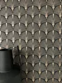 NEWROOM Vliestapete Schwarz Gold Art Deco Fächer Vintage Glamour Wohnzimmer