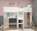 Hochbett weiß und Jackson Eiche Jugendzimmer komplett Set Parisot Tom