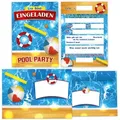 LIMONIA Einladungskarten Pool Party zum Kindergeburtstag Einladungen mit Umschlägen Karten, Einladungskarten mit Umschlägen zum Geburtstag Pool Party Schwimmbad