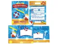 Limonia 12 Einladungskarten incl. 12 Umschläge zum Kindergeburtstag Pool-Party Karten Einladung Geburtstag Bad Mädchen Jungen Schwimmbad Holz Ball