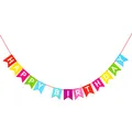 Oblique Unique® Happy Birthday Girlande Banner mit Wimpeln 2,2m - Farbmix - Geburtstag Feier Birthday Party Deko