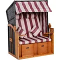 Outsunny Strandkorb Holz  PE-Rattan  Polyester  Schaumstoff B118 x T79 x H160 cm Rot+Weiß