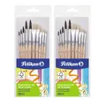 2x Pelikan Pinselset 10-tlg Pinsel Haarpinsel Tusche Schulpinsel 10 Größen Natur