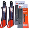 2x Würth Cuttermesser 18mm 2K-Griff inkl 26 Abbrechklingen schwarz extrem scharf