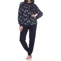 Normann Pyjama Kuschelig warmer Damen Schlafanzug lang mit Bündchen aus Coralfleece blau 48-50