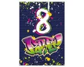 12 Einladungskarten zum 8. Kindergeburtstag Motto Feier Fest Einladung Set Geburtstag Mädchen Kinder Jungs Jungen Boys Teenies Unisex Graffiti Jugendstill modern bunt grün lila neon