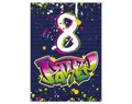 JUNAPACK Einladungskarten Graffiti zum Kindergeburtstag Mädchen Jungen Einladungen neon, Einladungskarten zum 8. Geburtstag mit Graffiti Motiv