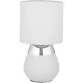 Relaxdays Tischlampe Eisen Silber Stoffschirm 32 cm x 18 cm 0,6 kg