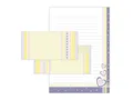 Briefpapier-Set modernes Herzmotiv gelb lila Briefblock mit Umschlag für Kinder Erwachsene Geschenk (Block A4 mit 25 Blätter + 15 Umschläge DIN Lang)
