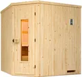 weka Sauna Element-Ecksauna VARBERG 2, BxTxH: 194 x 177 x 199 cm, 68 mm, vorgefertigte Elemente, isolierte Holztür