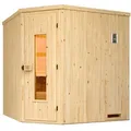 Weka Elementsauna Varberg 2 mit Eckeinstieg-Massivholztür u. Glaseinsatz
