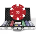 Poker Set 300 Chips Alu-Koffer Karten Würfel Button Gesellschaftsspiel