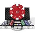 Poker Set 300 Chips mit Werten, Koffer, 2 Decks, Würfel, Dealer Button