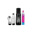 TERRA Wassersprudler schwarz, Vorteilspack inkl. 2x PET-Flasche 1L, 1x PET-Flasche 0,5L, 1x Quick-Connect Zylinder