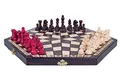Medium 3 Player Chess Set - 40cm hexagonal Board with Edge Numbers, Brown, White and red Pieces