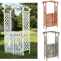Holz Rosenbogen mit Tür Pergola Torbogen Rankhilfe Spalier Blumenkübel Gartentür