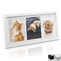 bomoe Bilderrahmen Galeria für 3 Fotos 13x18 cm - Fotorahmen aus Holz, Kunststoffglas, Metall-Aufhängung & Passepartout Multirahmen für Bilder Collagen - Weiß