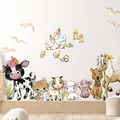 WANDKIND Bauernhof Wandtattoo Kinderzimmer V360 | handgezeichnet | AUFKLEBER Kindergarten | Babyzimmer Wandsticker Pferd Schwein Kuh Hund Huhn Katze (40 x 40 cm)