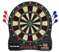 Carromco Dartscheibe elektronisch RAPTOR-301 – 4-Loch Abstand, rot-grün-beige-schwarz, Dartspiel für 1-8 Spieler, inkl. Softdarts, Netzteil, 32 Spiele & 570 Variationen (inkl. Cricket)