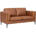2-Sitzer Sofa Aicena Leder Cognac - Komfortsofa mit Taschenfederkern & Metall-Gestell