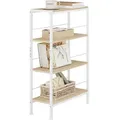 Woltu Standregal, Weiß, Eiche, Metall, 4 Fächer, Rechteckig, eckig, 50x78x20 cm, Wohnzimmer, Regale, Bücherregale
