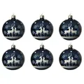 Kaemingk Weihnachtsbaumkugel, Weihnachtskugeln Glas Motiv Rentiere 8cm blau transparent, 6er Set blau