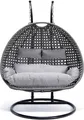 HOME DELUXE - Polyrattan Hängesessel TWIN Grau - 145x74x126 cm - inkl. Kissen