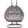 HOME DELUXE Polyrattan Hängesessel TWIN (Grau)