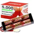 Kraftmax Akku Racing-Pack mit Tamiya Stecker - 7,2V / 5000mAh / NiMH Akku / Hochleistungs RC Akkupack 5000 mah