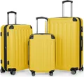 HAUPTSTADTKOFFER - Spree - Kofferset 3tlg Hartschalenkoffer Reisekoffer mit Erweiterung Trolley-Set, TSA, 4 Rollen, S M & L,Gelb
